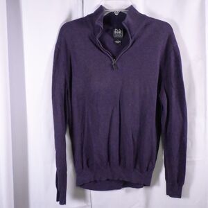 Jos A Bank Traveler Mens Large Purple Pima Cotton 1/4 Zip Sweater Mock‎ Neck